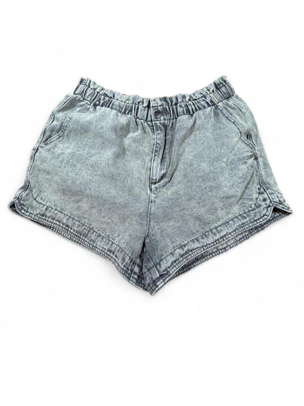 Y2K Acid Wash Olive Denim Dolphin Shorts Elastic medium